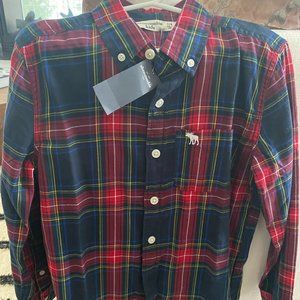 Abercrombie and Fitch Boys Plaid Shirt NEW 7/8